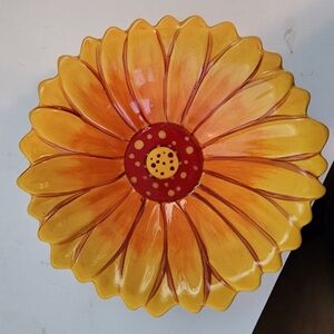 Sunflower Ceramic Wall Art - Vibrant Yellow and Red